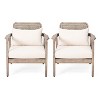 Okak Boho Style Outdoor Accent Chairs Upholstered Club Chairs,Set of 1/2,Patio Acacia Conversation seat for Porch,Garden&Backyard,400lbs Max - 3 of 4
