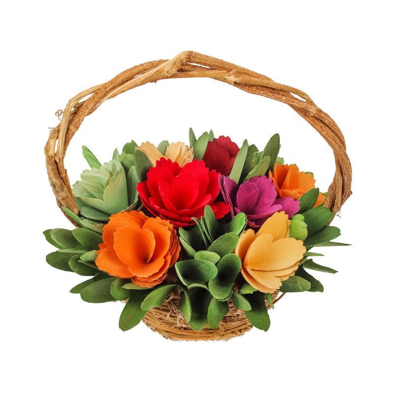 10" Artificial Spring Multicolor Floral Arrangement in Basket - National Tree Company, 4 of 5