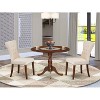 3-Piece Mahogany Finish Solid Wood Top - Button Tufted Upholstered Dining Room Set - Seats 4 - 2 of 4