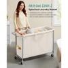 4-Section Rolling Laundry Hamper with Removable Liners, 68.6 Gallon Heavy-Duty Sorting Cart with Locking Wheels, Cream White - 2 of 4