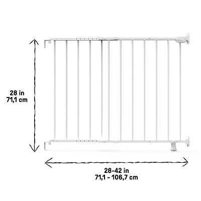 White Metal Swinging Stairway Baby Gate, 28-42 Inches
