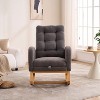 PAGED Upholstered Rocking Chair with Footrest High Back Accent Chair with Rubber Wood Rocking Legs for Living Room, Reading Room - 3 of 4