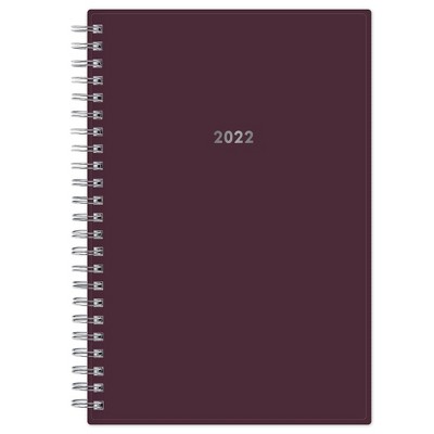 2022 Planner 5" x 8" Weekly/Monthly Wirebound Flexible Cover Solid Berry - Blue Sky