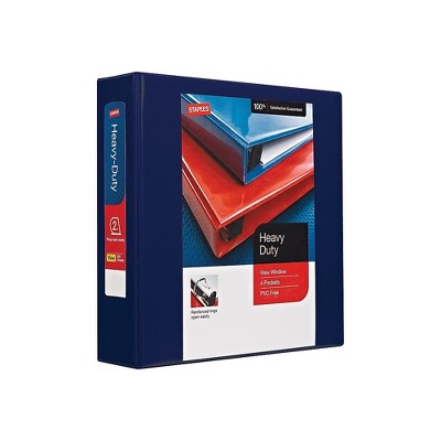 2" Staples Heavy-Duty View Binder with D-Rings Navy 976054