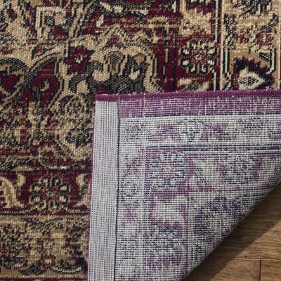Lavar Kerman Red and Beige Floral Motif Area Rug