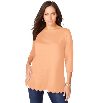 Jessica London Women's Plus Size Scallop Boatneck Tunic