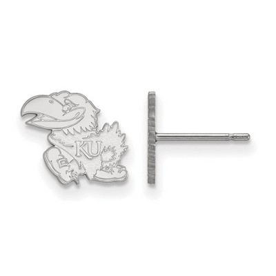 Black Bow Jewelry 14k White Gold Kansas Jayhawks NCAA Post Earrings