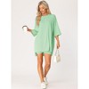 cheibear Women's Knit Loose Fit T-Shirt with Biker Shorts Lounge Sleepwear Pajama Sets - 3 of 4