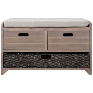 XINGHANZHENXUAN Storage Bench, Wood Shoe Bench with 2 Drawers, Removable Basket & Cushion, No Assembly Needed - 1 of 4