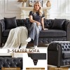 85.5" Tech Fabric Chesterfield 3-Seater Sofa with Rolled Arms, Button Tufted & 2 Cushions - 3 of 4