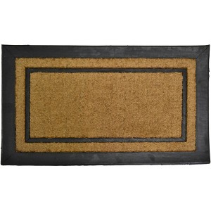 HomeRoots 18" X 30" Beige and Black Rubber and Coir Outdoor Door Mat - 1 of 4