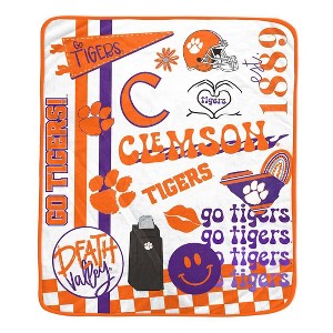 NCAA Clemson Tigers Native Fan Royal Plush Blanket - 1 of 3