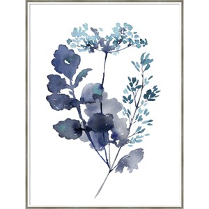 31" x 41" Botanical Lace Leaf Indigo by Sara Berrenson Wood Framed Wall Art Print - Amanti Art: Modern Style, Hardwood Frame, Acrylic Finish - 1 of 4