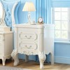 Gulches Classical White Nightstand with 2 Drawers Intricate Carved Wood, Hand-Painted Silver Edges, Solid Storage End Table - 3 of 4