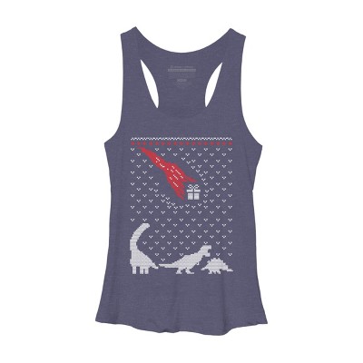 Women's Design By Humans Dinosaur Comet Christmas Sweater By shirtpublic Racerback Tank Top