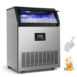 SOZT 24.4 in. Commercial Ice Maker 250 lb./24 H Stainless Steel Freestanding Ice Maker Machine with Full Cube Production - 1 of 4