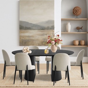 7 Piece Dining Set for 6,Black Extendable Dining Table with 6 Upholstered Armless Dining Chairs for Dining Room,Kitchen-Maison Boucle - 1 of 4