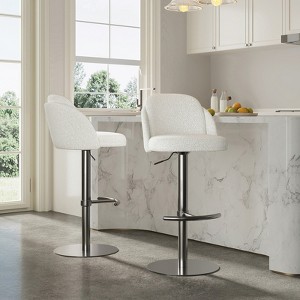 Spruce&Spring Modern Adjustable Swivel Counter Bar Stools with Back and Arched Footrest, Set of 2, Preal, Sleek Black - 1 of 4
