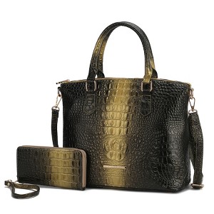 MKF Collection Frankie Gradient Faux Crocodile-Embossed Women’s Satchel Handbag with Matching Wallet by Mia K - 1 of 4