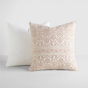 2-Pack Cotton Slub Rose Antique Floral Throw Pillows and Pillow Inserts Set - Becky Cameron, Antique Floral Rose, 20 x 20 - 1 of 4