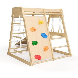 COZONY 8-in-1 Wooden Climber Playset for Kids, Indoor Outdoor Jungle Gym with Slide and Swing for Toddlers and Children - 1 of 4