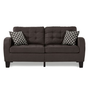 NicBex 72.25 Inch Tufted Detail Loveseat Sofa,2-Seater Sofa with 2 Pillows for Living Room,Small Space,Office,Apartment,Brown - 1 of 4