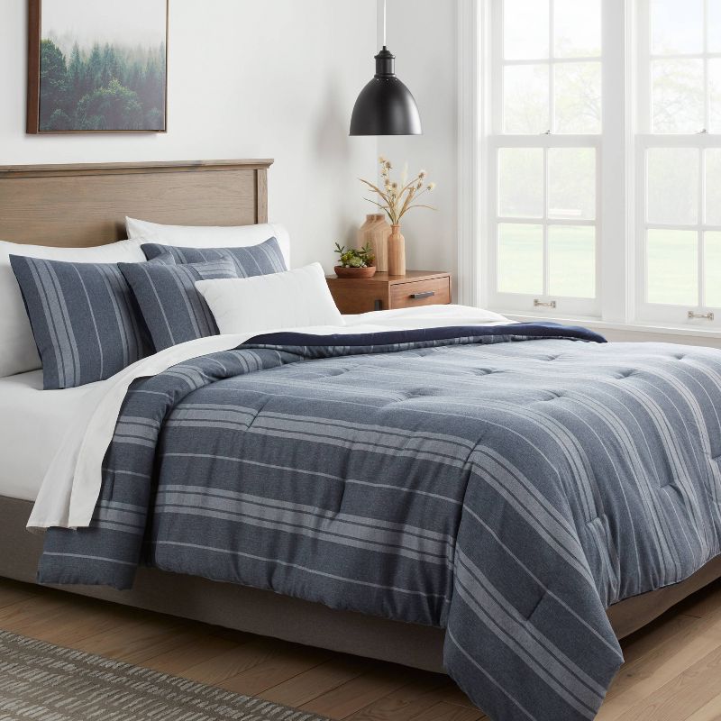 5pc Reversible Heathered Herringbone Stripe Comforter Set - Threshold™, 2 of 11