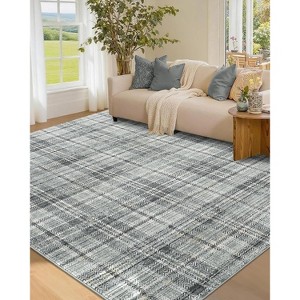 Plaid Rug Area Rug for Bedroom Living Room Modern Classroom Area Rug Neutral Soft Rugs for Nursery Stain Resistant Dining Room Rugs - 1 of 4