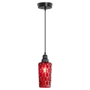 River of Goods 4.75" 1-Light Apollo Glass and Metal Pendant Red: Contemporary Adjustable Ceiling Fixture - 1 of 4