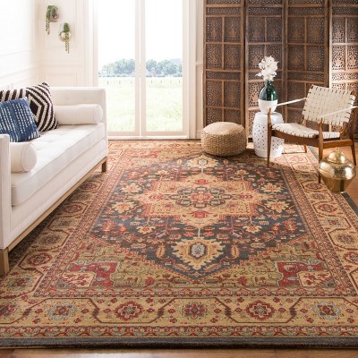 Elegant Navy & Natural 9' x 12' Reversible Synthetic Area Rug