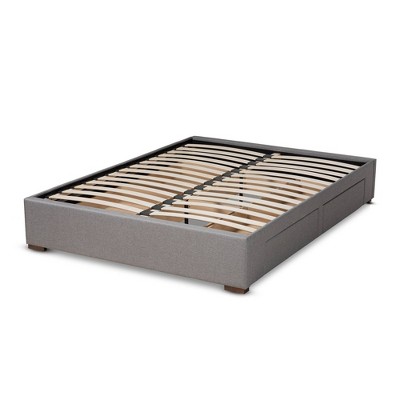 Leni King-Sized Light Grey Upholstered Bed Frame with Storage Drawers