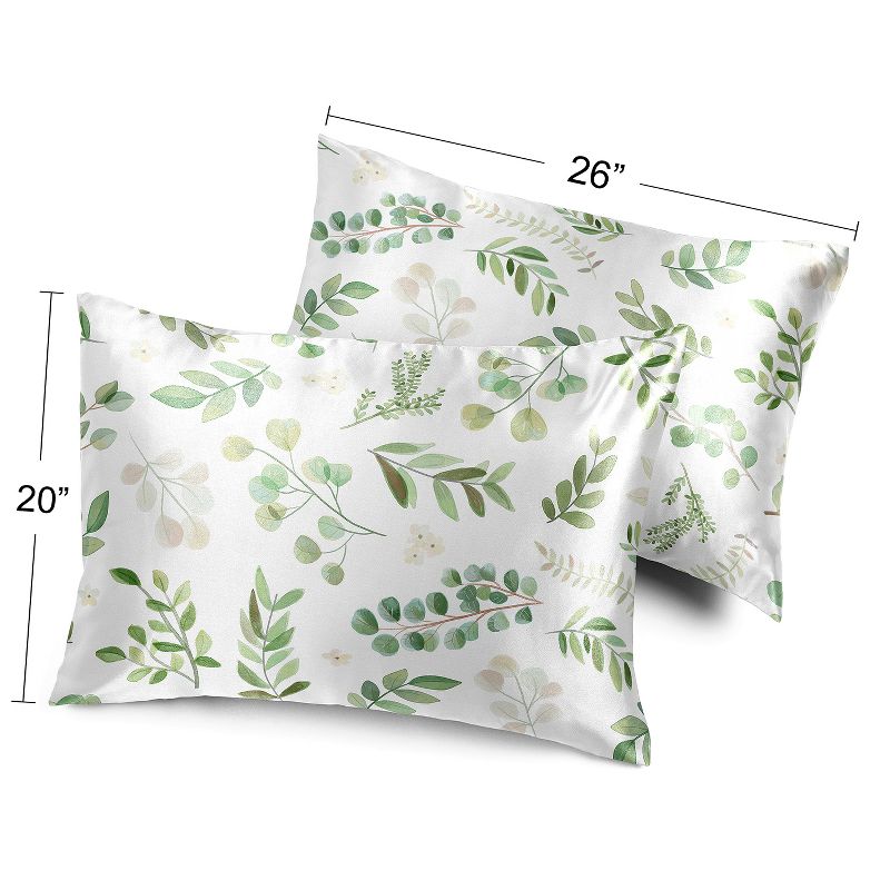 Sweet Jojo Designs Decorative Satin Pillowcases Botanical Green White 2pc, 4 of 7