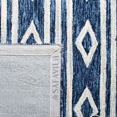 Navy and Ivory Hand-Tufted Wool Area Rug 2'6" x 4'