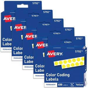 Avery 1/4" Diameter Dot Stickers, Yellow, 2,250 Total (5-Pack of 5792) - 1 of 4