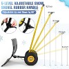 Snow Plow Shovel with Wheels, Heavy Duty Metal Snow Pusher with Adjustable Handle and Angled Blade for Driveway, Doorway, Sidewalk, Pavement - 3 of 4