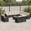 vidaXL 14 Piece Patio Sofa Set with Cushions Black Poly Rattan - Black and Cream - 2 of 4