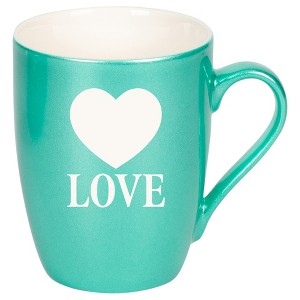 100 North Heart 10 Ounce Seafoam Metallic Finish, Comfortably Fits Your Hands, New Bone China Coffee Tea Cup Mug, Love - 1 of 1