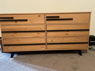 Modern 6 Drawer Double Dresser With Long Handles Walnut - Saracina Home :  Target