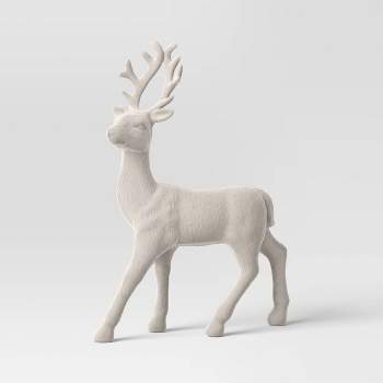 12.5" Flocked Standing Deer Animal Christmas Figurine - Wondershop™ Warm Gray