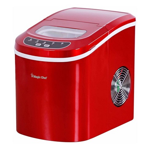 Magic Chef MCIM22R Portable Countertop Ice Cube Maker Machine with Scooper  Making 27 Pounds per Day for Home Table Top Counters, Red (Stainless Steel)