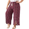 Agnes Orinda Women's Plus Size Split Elastic Waist Flowy Striped Casual Wide Leg Fashion Pants - 2 of 4
