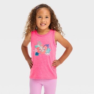 Toddler Girls' Pink Floral Graphic Tank Top- Cat & Jack™ Pink, 1 of 5