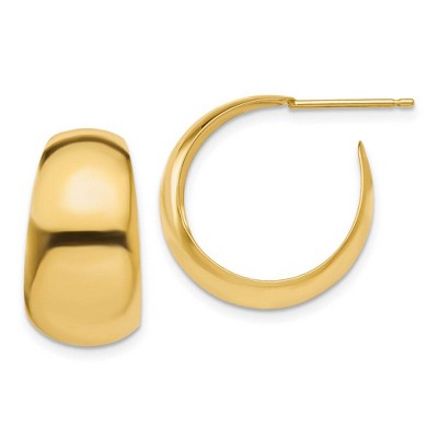 Black Bow Jewelry 8.5-10mm x 19mm (3/4 Inch) 14k Yellow Gold Wide Tapered J-Hoops