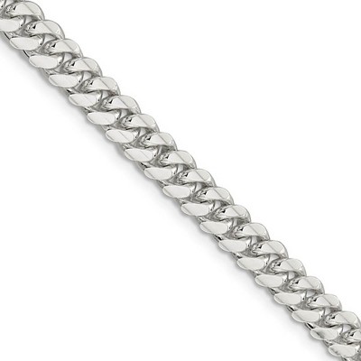 Black Bow Jewelry Men's 6.5mm Sterling Silver Solid Domed Curb Chain Necklace