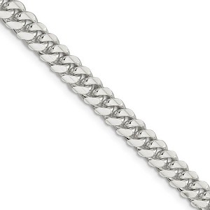 Black Bow Jewelry Men's 6.5mm Sterling Silver Solid Domed Curb Chain Necklace - 1 of 4