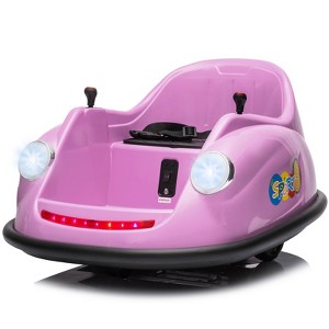 12V Kids Bumper Car w/Remote, 2-Speed Electric Ride On Toy, 360° Spin, Music, LED Lights, Safety Belt - 1 of 4