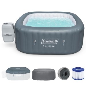 Coleman Hawaii AirJet Large Square 4 to 6 Person Inflatable Hot Tub Portable Outdoor Spa with 140 AirJets and EnergySense Cover, Grey - 1 of 4