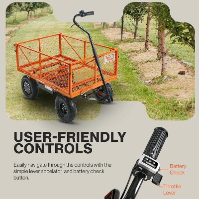Electric-Assist Orange Alloy Steel Outdoor Utility Wagon