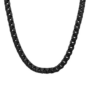 Steeltime 24" black ip stainless steel round box link necklace - 1 of 4