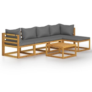 vidaXL Garden Lounge Set Dark grey, Natural wood - 1 of 4